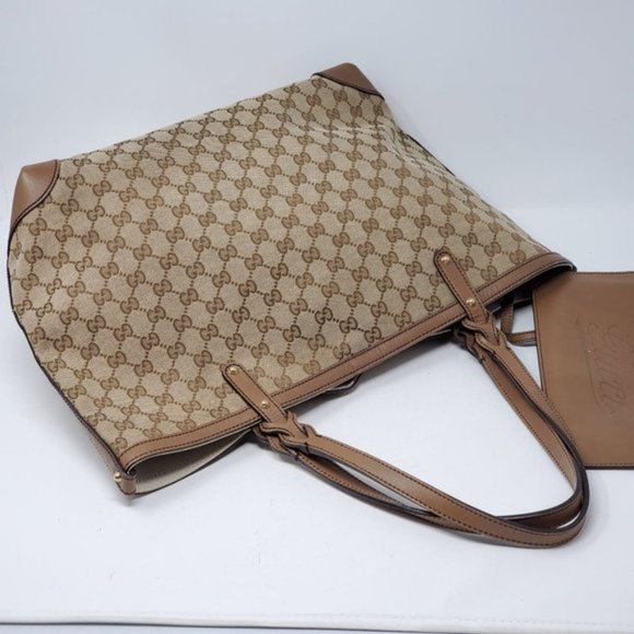 100% Auth Gucci Large Canvas Tote with Pouch Bag - Picture 9 of 15